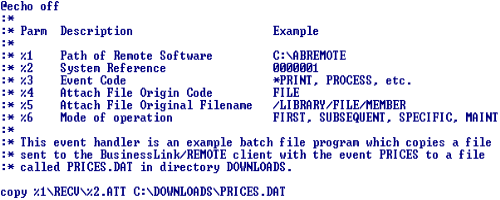 BusinessLink/REMOTE Send Event Example